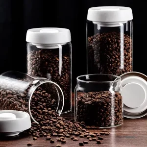 Vacuum-Sealed Glass Storage Bottle for Coffee Beans and Food Grains