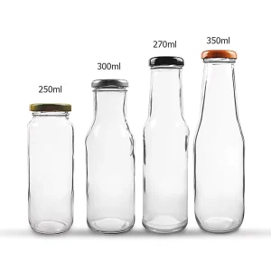 Various Shape Wide Mouth Glass Bottles Food Grade 250ml 270ml 300ml 350ml Beverage Sauce Ketchup Bottle