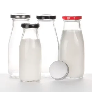 Various Size Glass Bottle Empty Beverage Bottle Factory Sale Glass Milk Bottle With Metal Cap