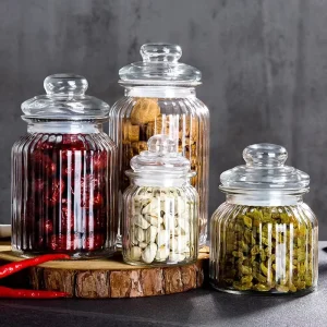 Various Sizes Glass Storage Jar With Lids Kitchen Food Container Mason Spice Cookie Candy S