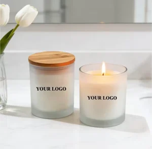 Vegan Soy Wax Candle in Matte Glass Vessel with Bamboo Lid Infused Essential Oils for Calming Stress Relief Mood Enhancement