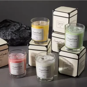 Vegan Soy Wax Candle in Vibrant Colored Glass Vessels Slow Burning & Evenly Scented for Creating and Inviting Home Atmosphere