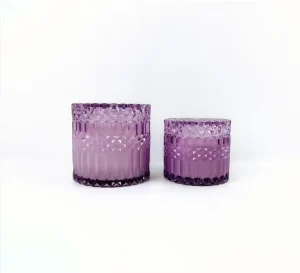 Vegan Soy Wax Candle with Assorted Color Diamond Glass Vessels Infused with Essential Oils for Calming Stress Relief Mood Boost