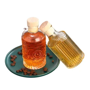 Vertical Striped Glass Bottles for Fruit Wine Vodka Whisky Liquor Beverages