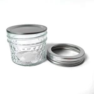 Vintage Diamond Glass Food Storage Jar with Airtight Metal Lid for Honey and Food Canning