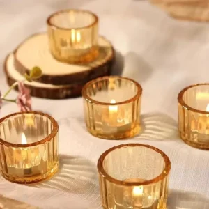 Vintage Fine-Grained Clear Glass Aromatherapy Cups Candlestick Holder Votive Holder Tea Light Candle Jars