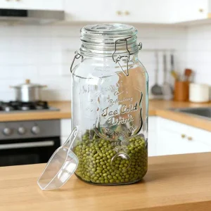 Vintage Glass Sealed Jar With Cover Transparent Kitchen Storage For Rice Flour Green Plum Wine Bottles