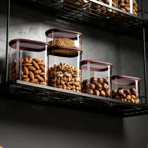 Vintage-Style Square Borosilicate Glass Storage Jars with Airtight Seal for Kitchen Storage