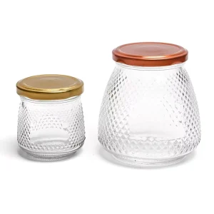 Vintage Transparent Glass Jars for Burger Sauce Food Jar with Metal Twist Cap