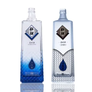 White Frosted Square Heavyweight Glass Vodka Bottle, 750ml