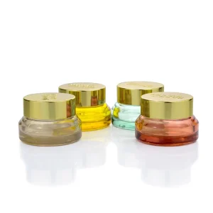 White Glass Cosmetic Jar with Gold Aluminum Lid 1oz 2oz 30g 50g 100g Eye Cream Jar
