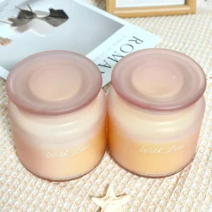 White, Pink, or Orange Glass Candle Jars with Large Cup Lids Handmade