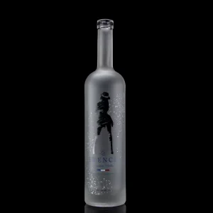 White Round 750ml Acid Etched Glass Bottle for Vodka