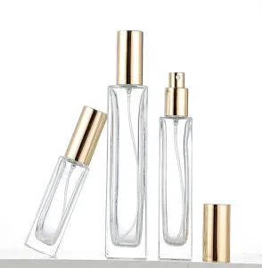 Wholesale30ml 50ml 100ml Square Transparent Glass Spray Perfume Bottles Screw Neck Refillable Empty Cosmetic Containers