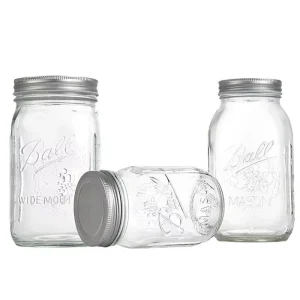 Wide Mouth 16oz Glass Canning Jars with Airtight Lids for Jam Honey Jelly Overnight Oats Salad Yogurt
