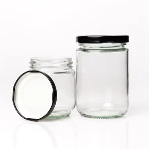 Wide Mouth Airtight Food Canning Glass Jar for Honey Jams Spice Peanut Butter with Metal Lid