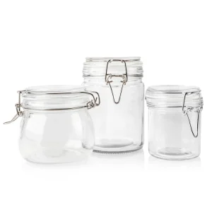 Wide-Mouth Clear Glass Canning Jars with Airtight Locking Clamp Lids for Food Storage