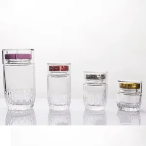 Wide Mouth Clear Glass Cosmetic Storage Jar with Plastic Lid and Gasket, 5g to 100g