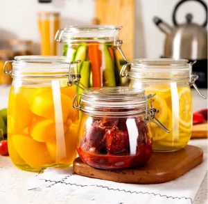 Wide-Mouth Clear Glass Jar with Clip-Lock Lid