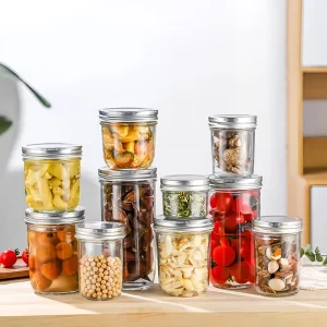 Wide Mouth Clear Glass Mason Jar 100ml 200ml 300ml 330ml 500ml 650ml 1000ml With Metal Lid for Honey Jam Canning and Pickles