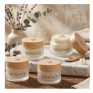 Wide Mouth Empty Clear Frosted Glass Cosmetic Cream Jars 5g 10g 15g 20g 30g 50g 100g 2oz with Wood Grain Lid