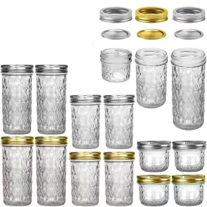 Wide Mouth Food Grade Glass Mason Jars 2oz 24oz with Airtight Lid for Jam Honey and Pickles