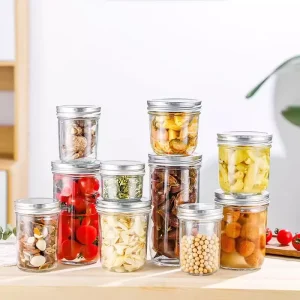 Wide Mouth Glass Canning Jars 250ml 8oz Mason Jar with Metal Lids for Jelly Milk Pickles & Jam Eco friendly Recyclable