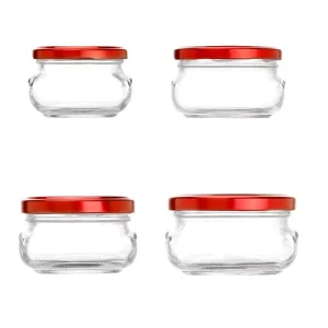Wide-Mouth Glass Food Storage and Fermentation Jars with Screw Metal Lids, 80 ml, 100 ml, 150 ml, 200 ml
