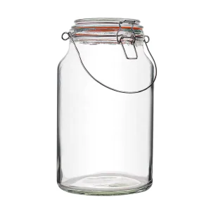 Wide Mouth Glass Jars with Hinged Lids and Handle 1 Gallon Leak Proof for Canning Overnight Oats