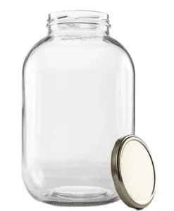 Wide-Mouth Glass Jug Mason Jar with Gold Metal Lug Lid for Fermenting, Storing, Canning, Kombucha, Tea, or Kefir