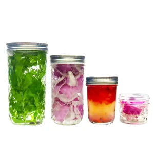 Wide Mouth Glass Mason Food Storage Jars, 5 oz, 8 oz, 10 oz, 12 oz, 16 oz, 25 oz, 32 oz, 1500 ml, or 2000 ml, with Split-Type Lids