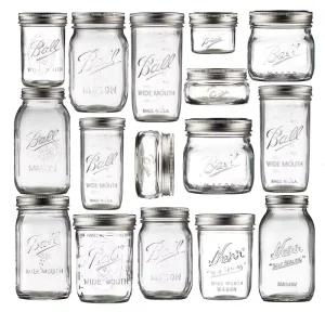 Wide Mouth Glass Mason Jar 0.5-1L With Airtight Metal Lid for Food Storage Canning Fermentation and Pickling