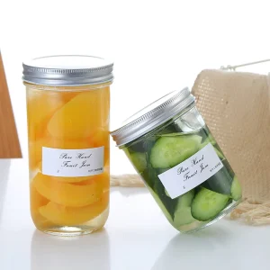 Wide Mouth Glass Mason Jar Jam Bottle with Mental Lid for Food Storage