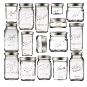 Wide-Mouth Glass Mason Jars with Lids and Bands for Canning, Pickling, Juice, Jam, and Jelly