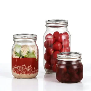 Wide Mouth Heat Resistant Food Pickles 150ml 250ml 300ml 380ml 500ml 750ml 1000ml Glass Mason Canning Jars with Lid
