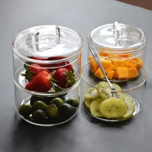 Wide Mouth Lead-Free High Borosilicate Glass Food Storage Jar and Bowl Set with Lids