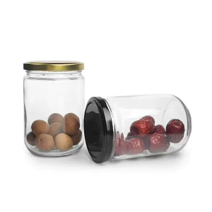 Wide Mouth Round Glass Canning Jar with Airtight Metal Lid 500ml 550ml for Peanut Butter Honey Storage