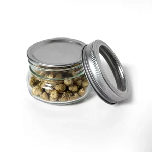 Wide Mouth Small Canning Jam Spice Jar Dishwasher Safe Tomato Sauce Jam Storage Bottle with Metal Lid for Tea Honey Jam Sauce