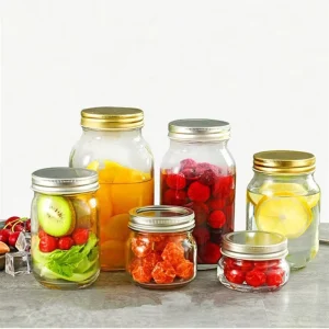 Wide Mouth Square Round 5oz 8oz 10oz 12oz 16oz 25oz 32oz Clear Glass Mason Jars Food Storage Jar with 70mm Regular Mouth Cap