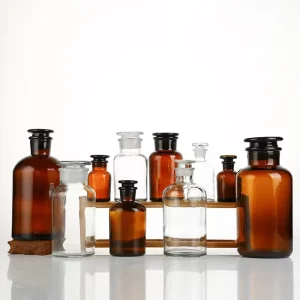 Wide Narrow Mouth Pharmacy Apothecary Chemist Packaging Bottle Clear Brown Glass Reagent Medicine Jar
