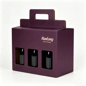 Wine Gift Box With Handle Customized Beverage Juice Carrier Packaging Wine Glass Bottle Box