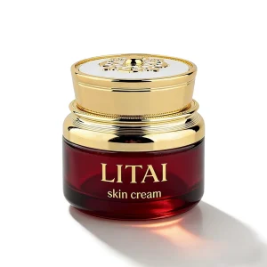 Wine Red Face Cream Glass Jar with Golden Lid 30g 50g