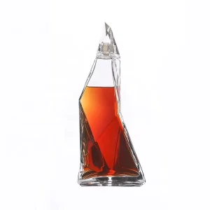 Wine and Olive Oil Glass Bottles with Blue Lids