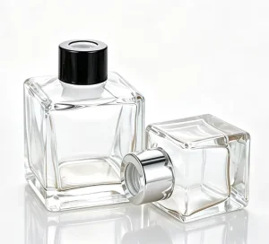 Wm Empty Square Glass Reed Diffuser Bottle 50ml 100ml Flame Free Clear Aroma Essential Oil Lid Sealed Home Fragrance Decor Stock