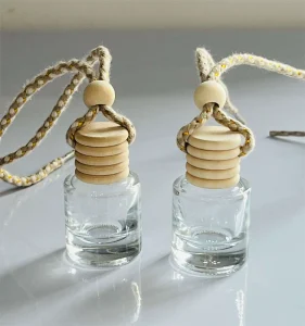 Wood Hanging Cap Car Air Freshener Glass Bottle, 8ml-10ml, Cork Sealed