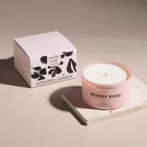 Woody Rose Soy Wax Pink Glass Scented Candles for Bars and Gifts
