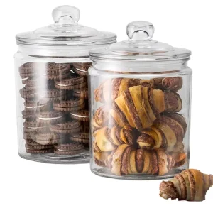 YB 400ml Small Glass Classic Airtight Storage Jars Clear Canister Silicone Lock Lid Sealing Ring Food Back to School Sugar