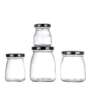 Yogurt and Pudding Glass Jars 60ml 90ml 170ml 210ml with Screw Lids