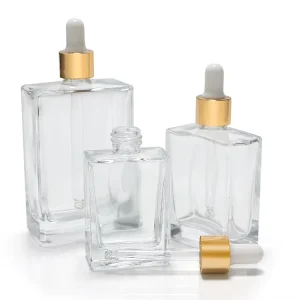 clear Flat 15ml 30ml 50ml 100ml Custom Empty Glass Dropper Bottle Flat Shape