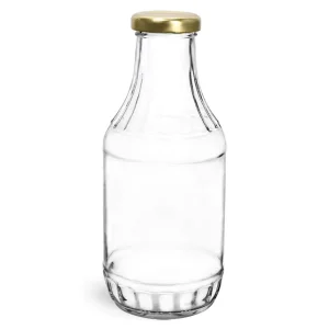 in Stock 16 oz BBQ clear Chili Hot Sauce European Glass Sauce Bottles with Screw Cap for Sale